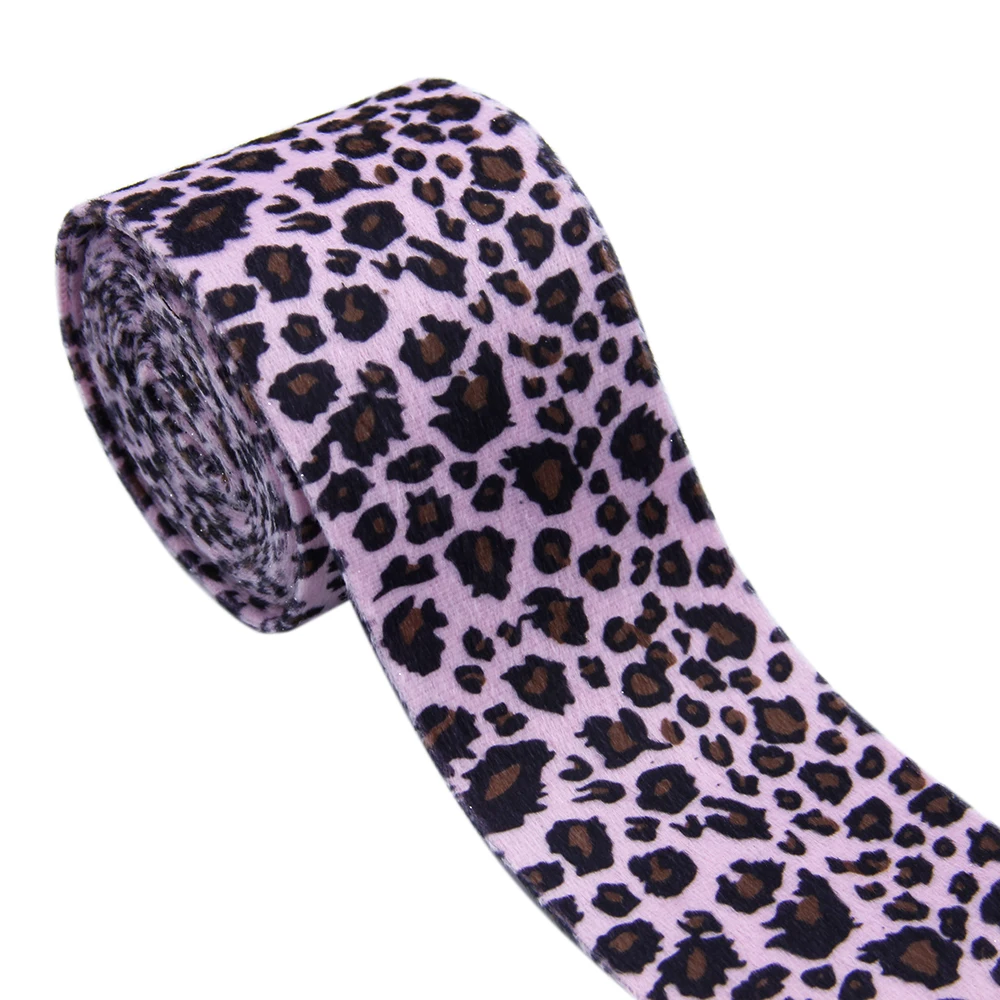 5 Yards 5cm Leopard Layering Cloth Ribbons Fabric Bow-knot Crafts Home Packing Gift DIY,5Yc19406