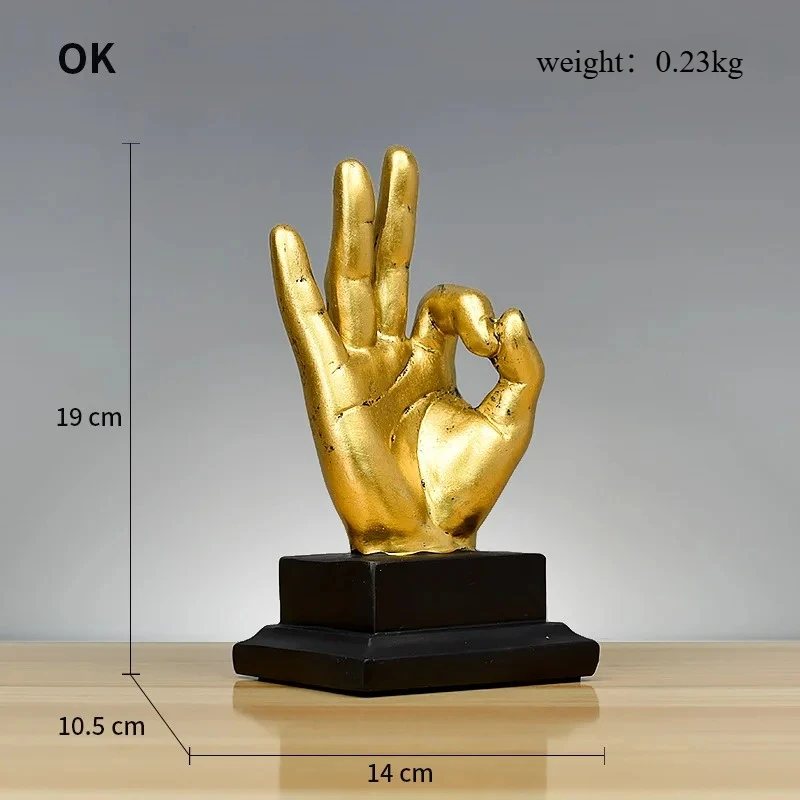 European style Retro Like Victory Gesture Finger Model Resin Ornament Office Wine Cabinet TV Cabinet Decoration