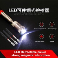 Telescopic Magnetic Pen with Light Mini Portable Magnet Pick Up Tool Extendable Pickup Rod Stick for Picking Up Screws Nut Bolt