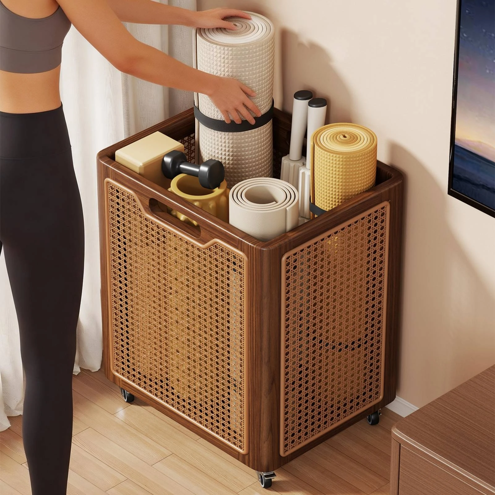 carrello-porta-tappetini-fitness-con-ruote-organizzatore-verticale-aperto-per-tappetini-fitness
