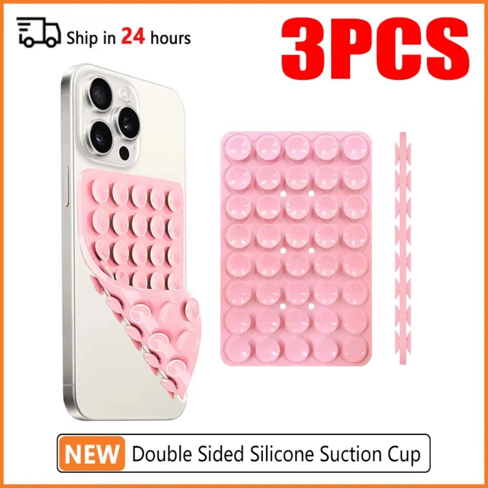 

3PC Suction Pad Back Sticker Suction Cup Phone Holder Silicone Cup Mat Smartphone Wall Stand Fixed For Glass Ceramic Tiles