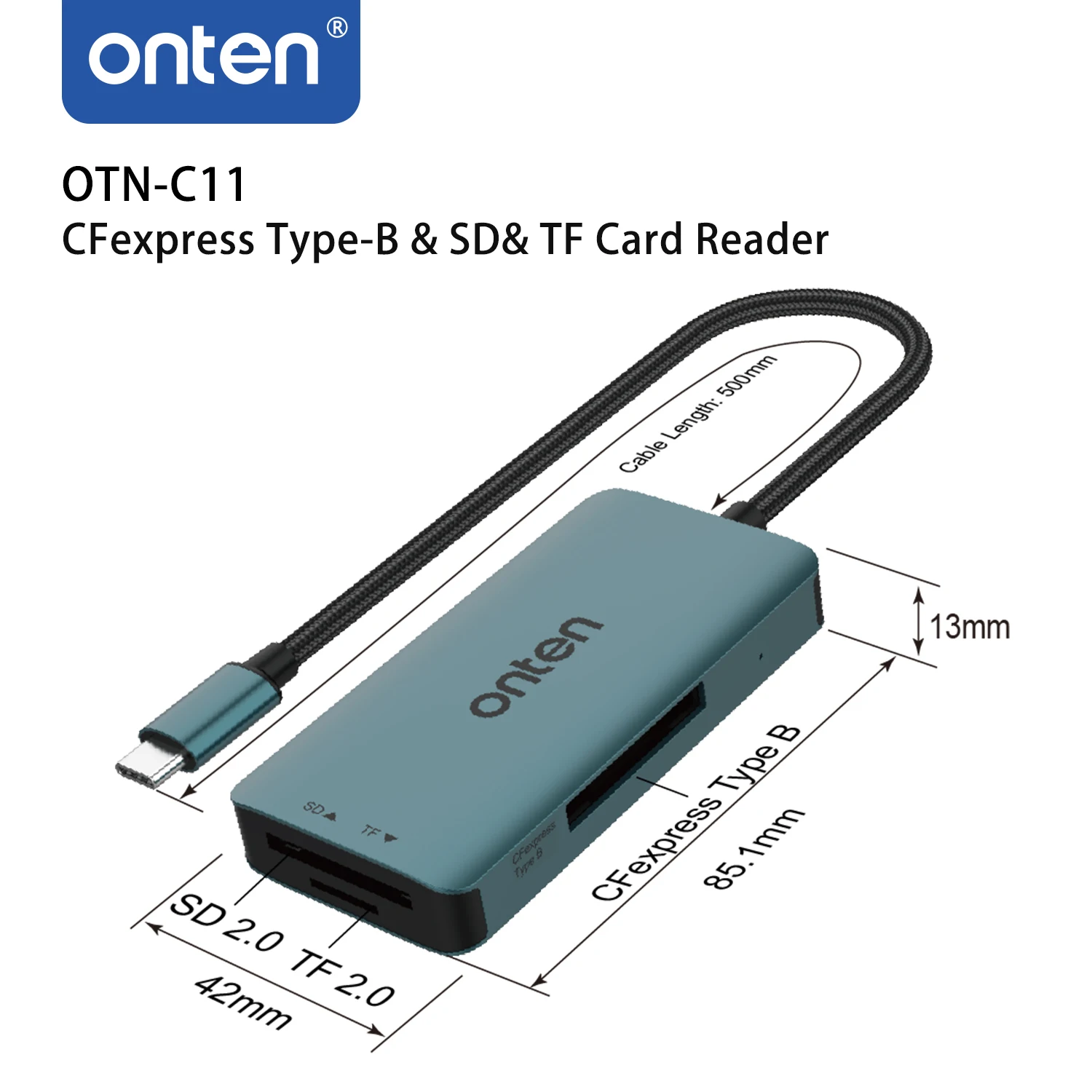 Macbook,samsung,huawei,xiaomi,type-b,sd,tf,cf,元のカードリーダーONTEN-OTN-C11