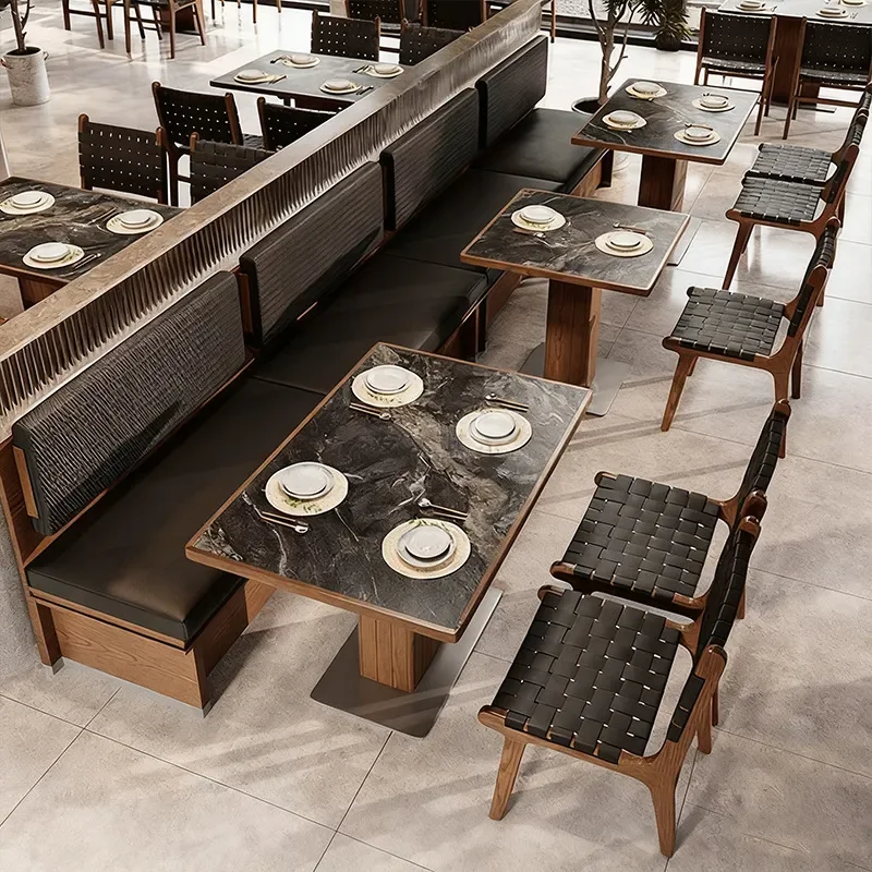 Custom Fusion Restaurant Booth Sofa Cafe Dining Table and Chair Set for Western Style Tea House Commercial Furniture