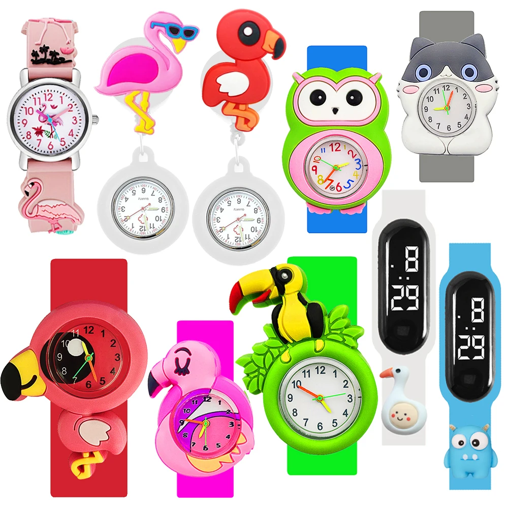 

Детские часы серии Bird: простые цифровые кварцевые часы с дизайном тукана, фламинго, совы, повседневные спортивные часы для девочек, подарок для малышей