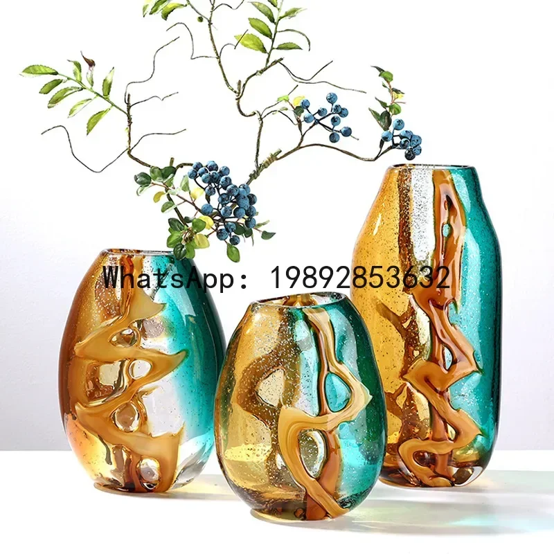 

Glass Vase Color Abstract Ripple Transparent Flower Vase Hydroponic Accessories Terrarium Home Decoration Accessories