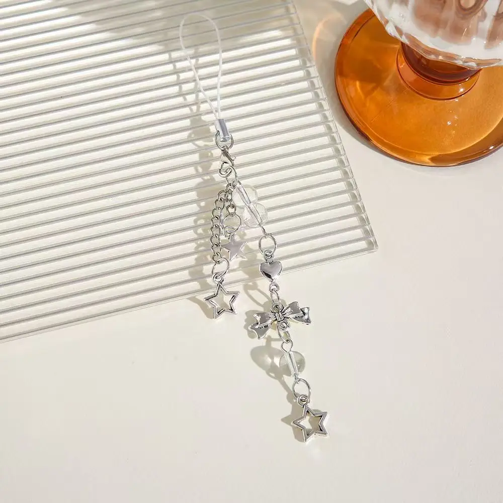 حساسة القوس ستار القلب المفاتيح للهاتف الإبداعية الحبل مفتاح سلسلة حقيبة سلسلة بدلاية هاتف Y2K Kpop مجوهرات الفتيات هدية