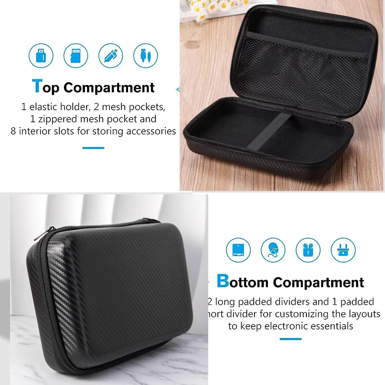 digital  bag Hard Travel Electronic Organizer Case for MacBook Power Adapter Chargers Cables Power Bank Apple Magic Mouse Apple