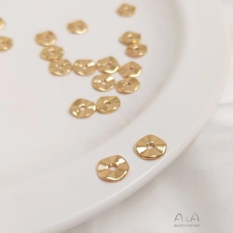 14K Gold Color Wavy Disc Plated Gold Septum Handmade DIY String Ornament Bracelet Bracelet Jewelry Accessories Material