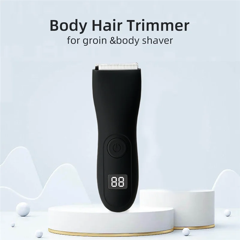 Electric Groin Hair Trimmer Body Groomer Shaver for Men Waterproof Wet/Dry Clippers Male Face Beard