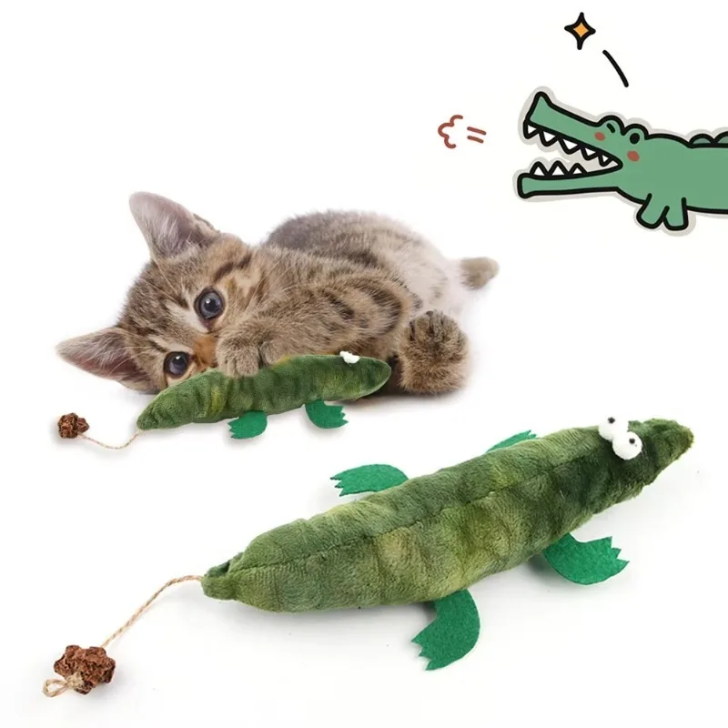 Cats Toy with Catnip Crocodile Plush Cat Toy for Kitten Teeth Grinding Thumb Pillow Chewing Toy Claws Thumb Bite Pet Accessories