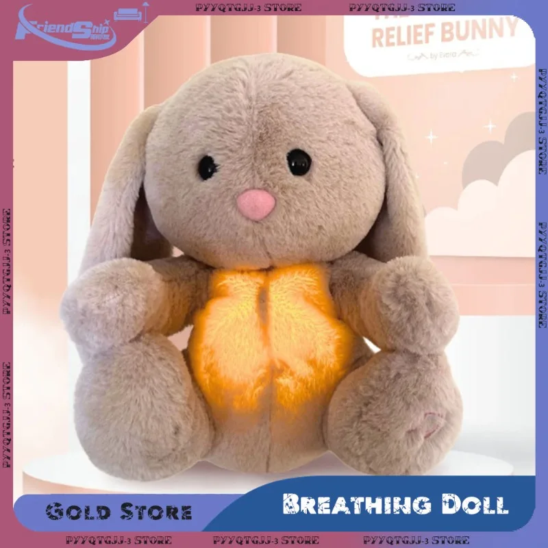 

Breathing Bunny Plush Toy Soft Plush Stuffed Doll Pillow Soothing Music Lights Relieve Tension and Anxiety for Sleeping Time