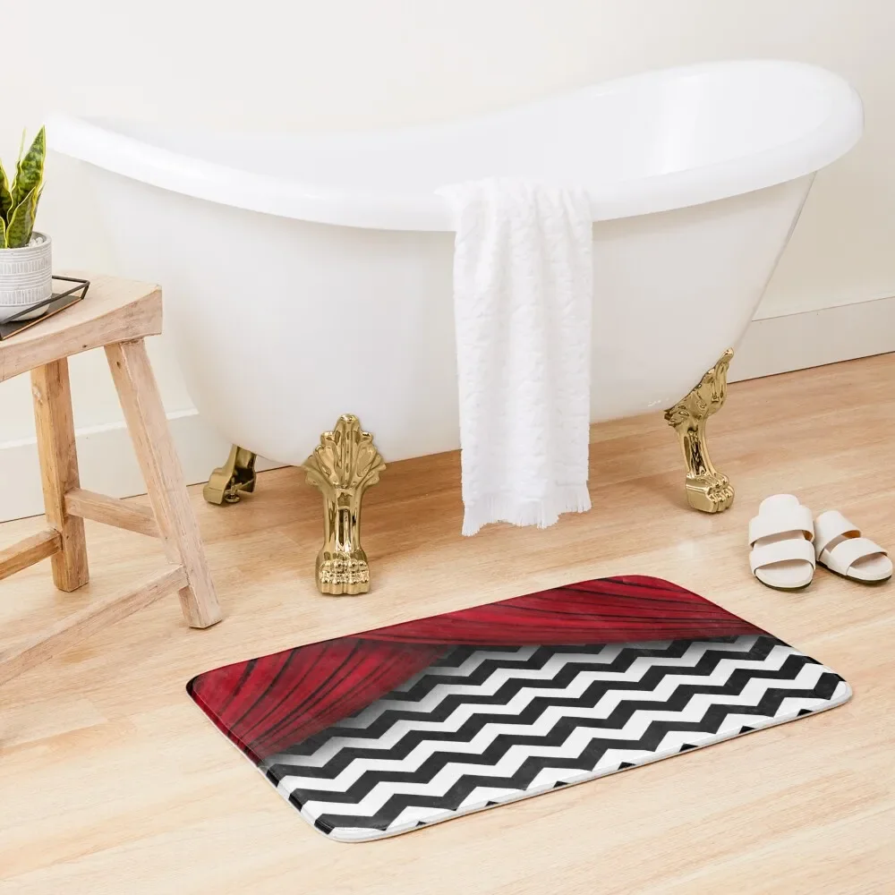 

Twin Peaks Red Curtains Black and White Chevron Bath Mat Bathroom Carpets House Interior Entrance Mat