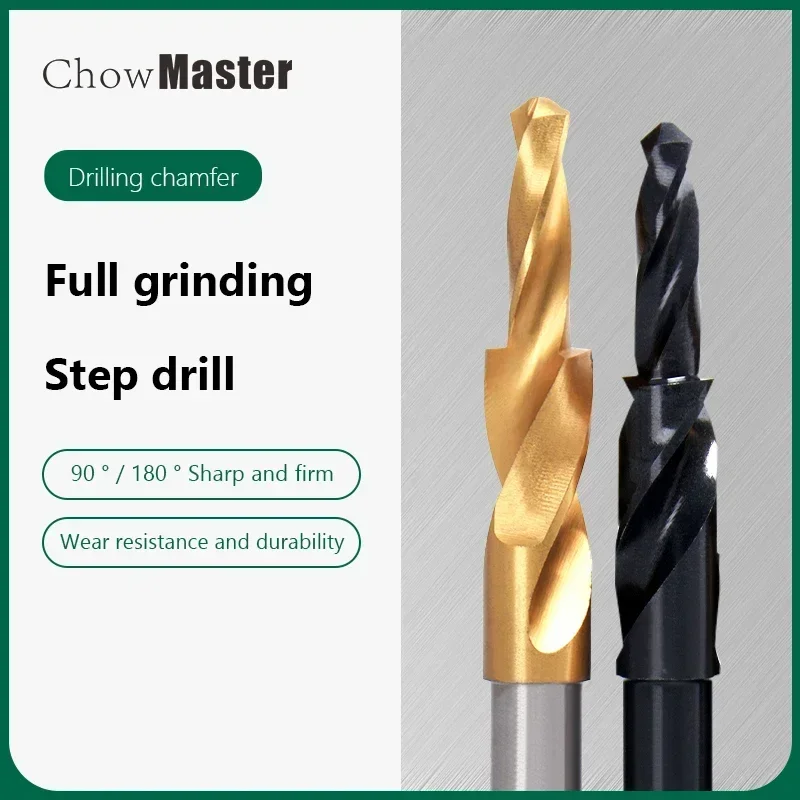 Chowmaster Customized HSS Dual Cutting Bit Counterbore Twist Step Drill for Metal 90 180 Degree Cone Drilling Tool