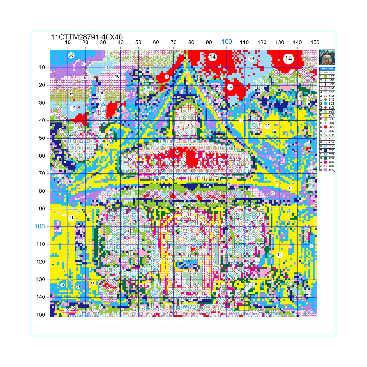 1 Stück 40x40 cm/15,74 Zoll, 11Ct/14Ct Kreuzstich-Set, DIY Valentinstagsgeschenk, Stickerei-Set für Festivals, Tiermotiv – Detail 2