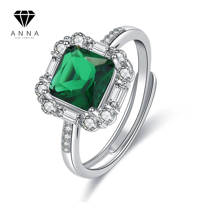 

Square Green Emerald Red Ruby Gemstone Ring 925 Sterling Silver 5A Zircon for Women Banquet Wedding Party Gift Fine Jewelry 2023