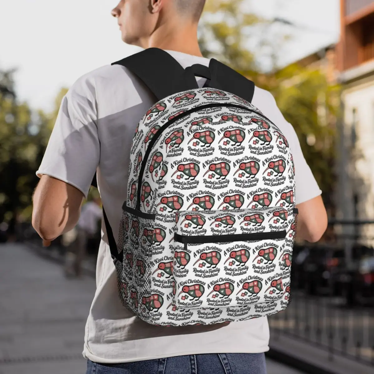 Patchwork Kiwi Silhouette A Kiwi Christmas Backpack Daypack Large Capacity Kids BookBag School Bag Shoulder Bags for Men Women
