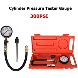 300psi Gasoline Engine Compression Tester Auto Petrol Gas Engine Cylinder Auto Pressure Gauge with Adapter Tester Auto Test Kit