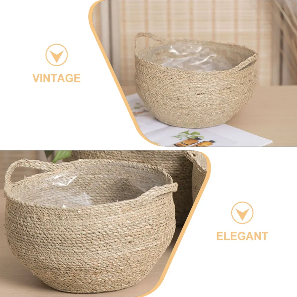 

Woven Storage Basket Cute Flower Pot Garden Decorative Arrangement Holder Weave