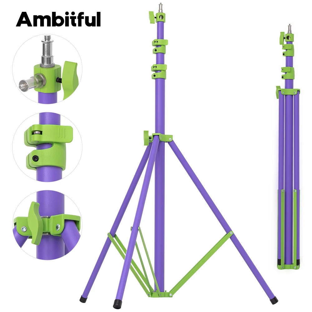 

Ambitful GM280P-Limited Edition Air Cushioned Thickened Light Stand 2.8m Max Load 10kg For AD600BM AD200 Softbox Phantom Purple