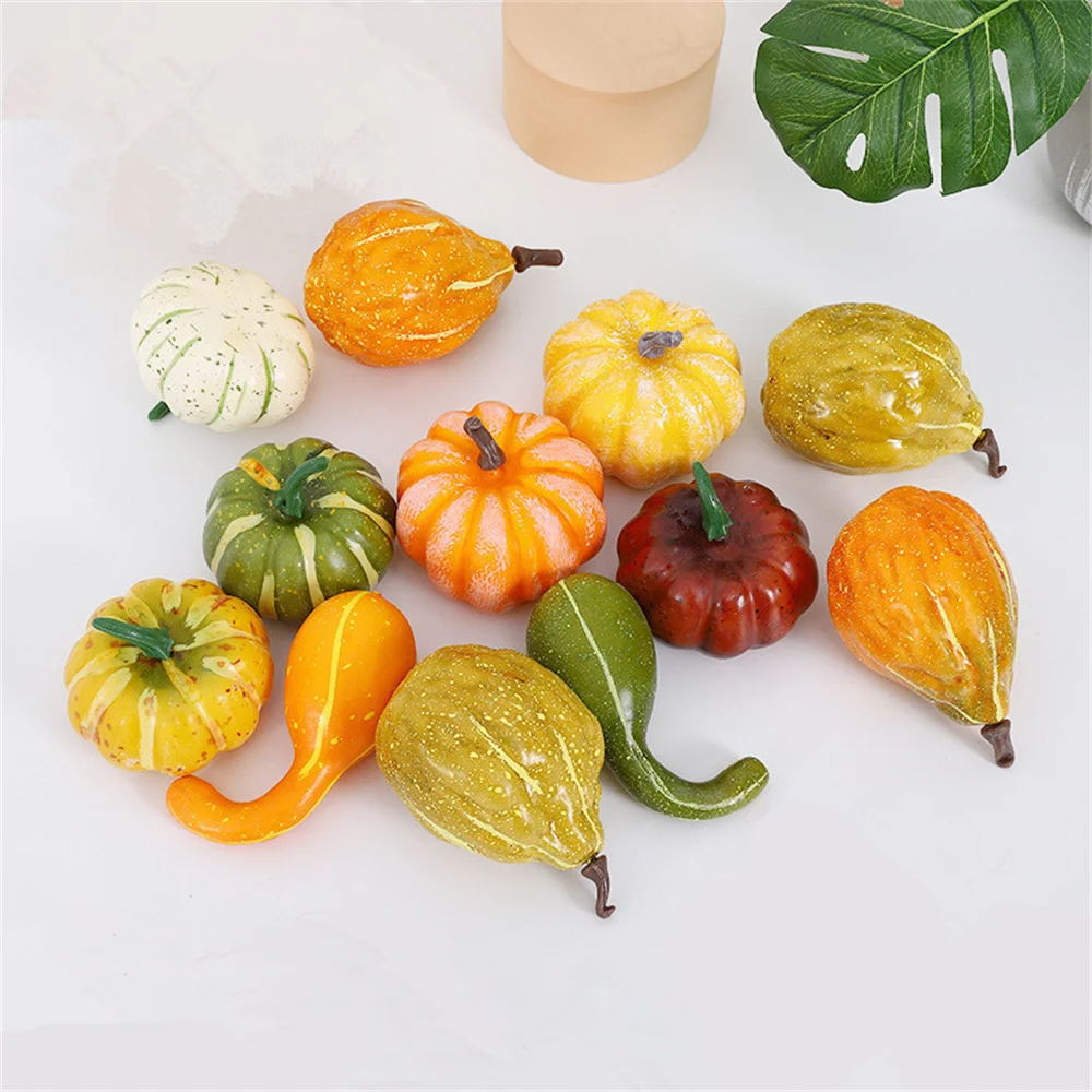 Mini Artificial Halloween Pumpkin Fake Vegetable Simulation Pumpkin DIY Craft Halloween Thanksgiving Home Party Decoration Props