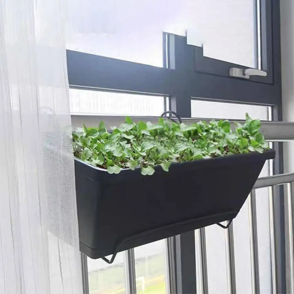 Maceta Rectangular de gran capacidad, resistente al impacto, diseño de orificio de drenaje, alféizar de ventana, maceta de verduras, caja de maceta,