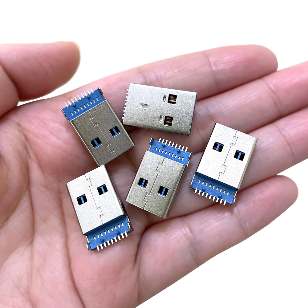 10pc USB 3.0 A Type Male Plug Connector 9 Pin Soldering 180 Degree SMD High-speed Data Transmission USB-A Jack Charging Plug DIY