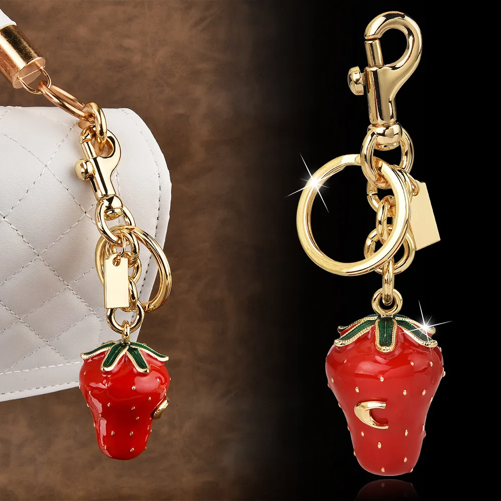 

Golden Strawberry Series sweet and cool Bag, Thick and cute cherry bag, pendant, women's keychain ring