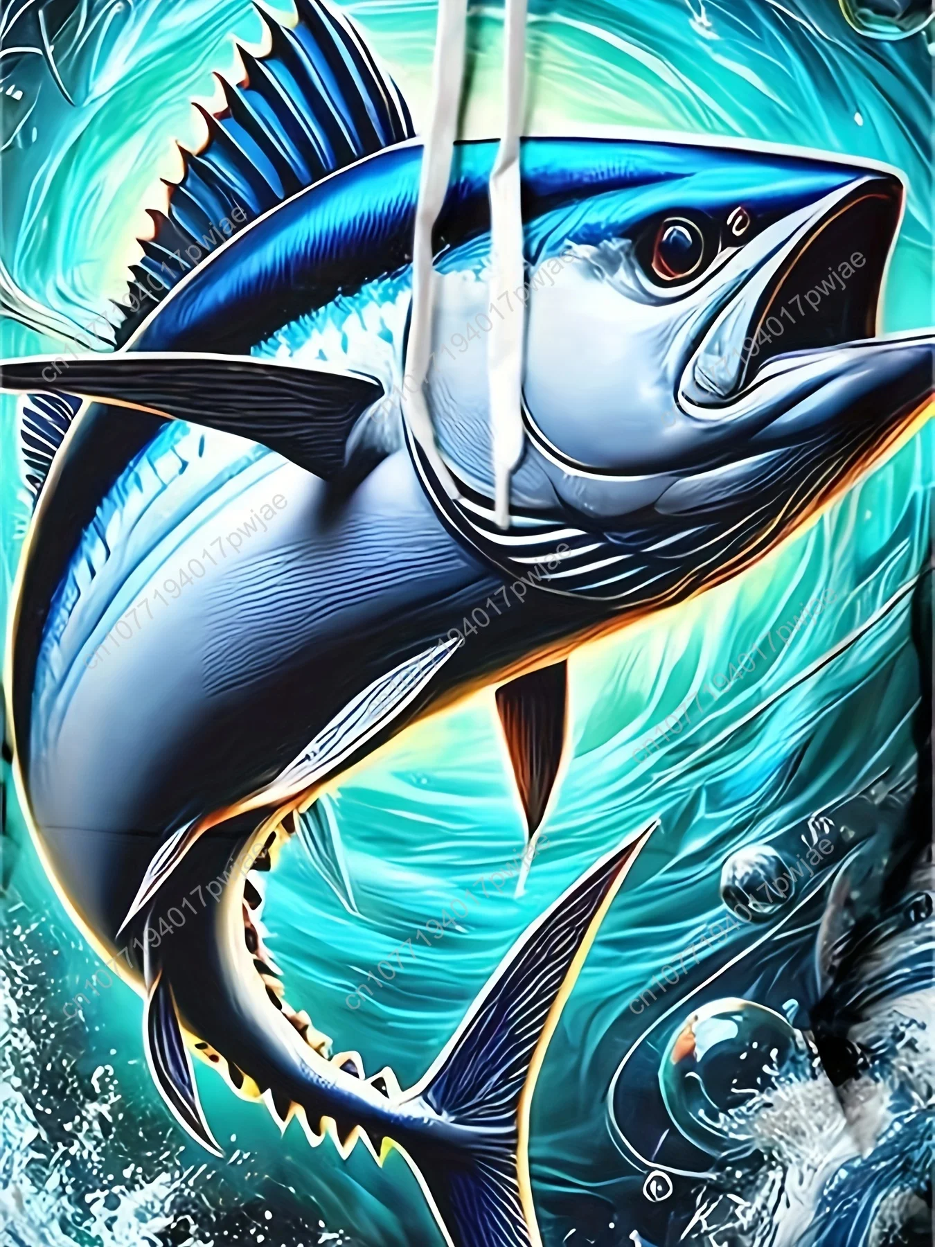 [Modelo elegante] Moletom casual masculino com estampa de peixe 3D de manga comprida |   Bolso com cordão |   Padrão elegante |   Moda Esportiva