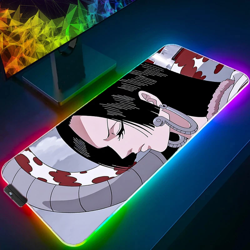 

RGB LED Mouse Pad Laptop Cartoon Keyboard Pad Non-Slip Tablet Pad PC Accessories Mousepad One Piece Boa Hancock Gaming Desk Mat