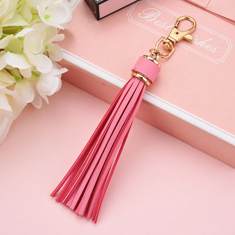 33 Colors Creative PU Leather Tassels Keychain Charms Car Keyring Pendant For Women Child Bag Tassels Trinket Jewelry Gift