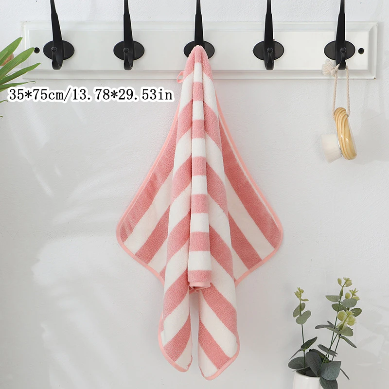 35x75cm Stripes Absorbent Quick Drying Bath Towel Soft Adults Face Hand Towels Coral Fleece Bathroom Swim Bath Towels