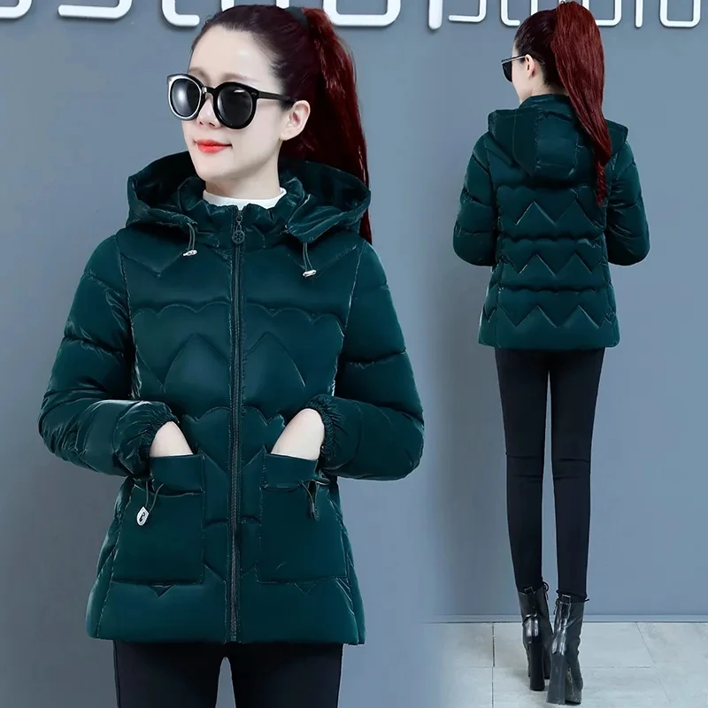 2023 New Winter Jackets Womens Coats Hooded Zipper Warm Large Size Parkas  Women's Clothing Short Thick Outerwear