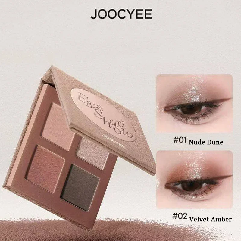 

JOOCYEE 4 Colors Eyeshadow Palette Soft Matte Glitter Nude Pink Smoky Punk Natural Korean Eye Look Fine Flash Lasting Eye Makeup