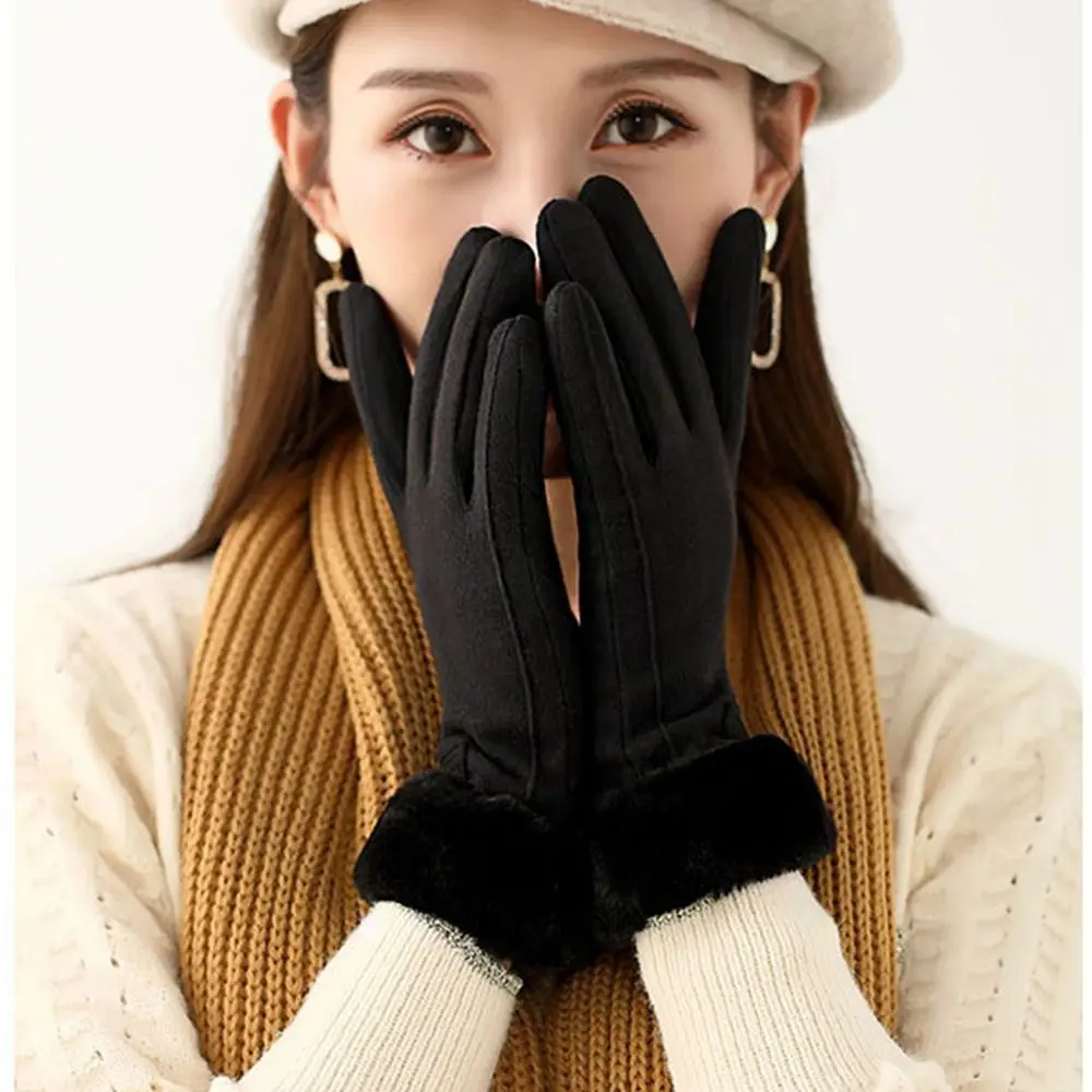 

Skiing Velvet Plush Gloves Soft Thick Winter Gloves Korean Style Warm Women Mittens Girls