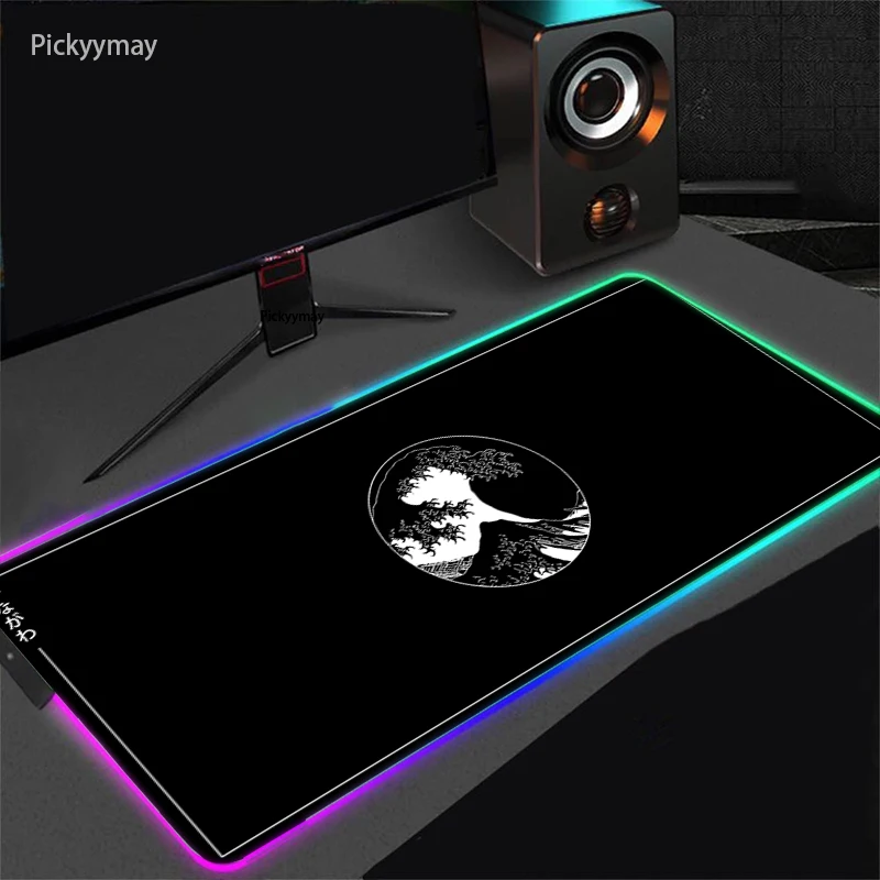 Een Stuk Rgb Muismat Grote Gaming Muismat Gamer Led Computer Muizen Pad Grote Muis Mat Anime Backlight Tapijt Toetsenbord bureau Mat