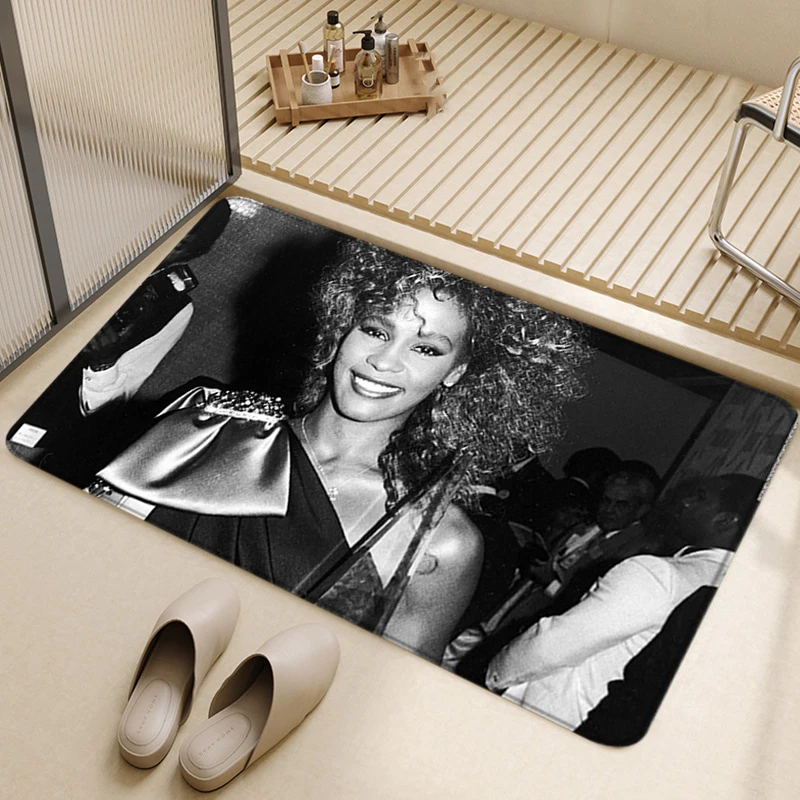 Female Singer Floor Mat Inside Room Rugs Foot Carpets Entrance Doormat Whitney Houston Yoga Rug Non-slip Kitchen Home Balcony