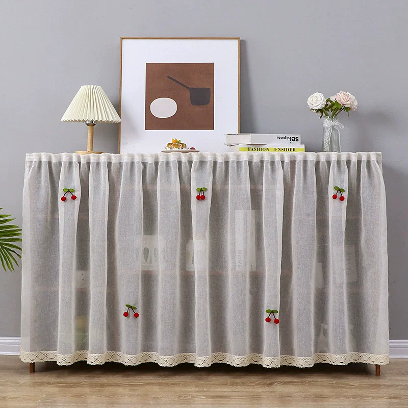 Velcro non-perforated curtain storage cabinet hanging curtain, home decoration short curtain 