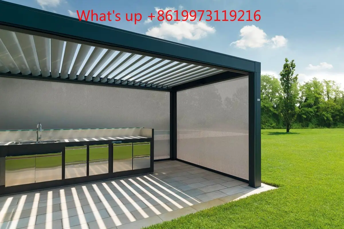 2026 Customizable Size Luxury Aluminum gazebo Electric Retractable Folding Louvered Roof Pergola Waterproof Summerhouse for Outd