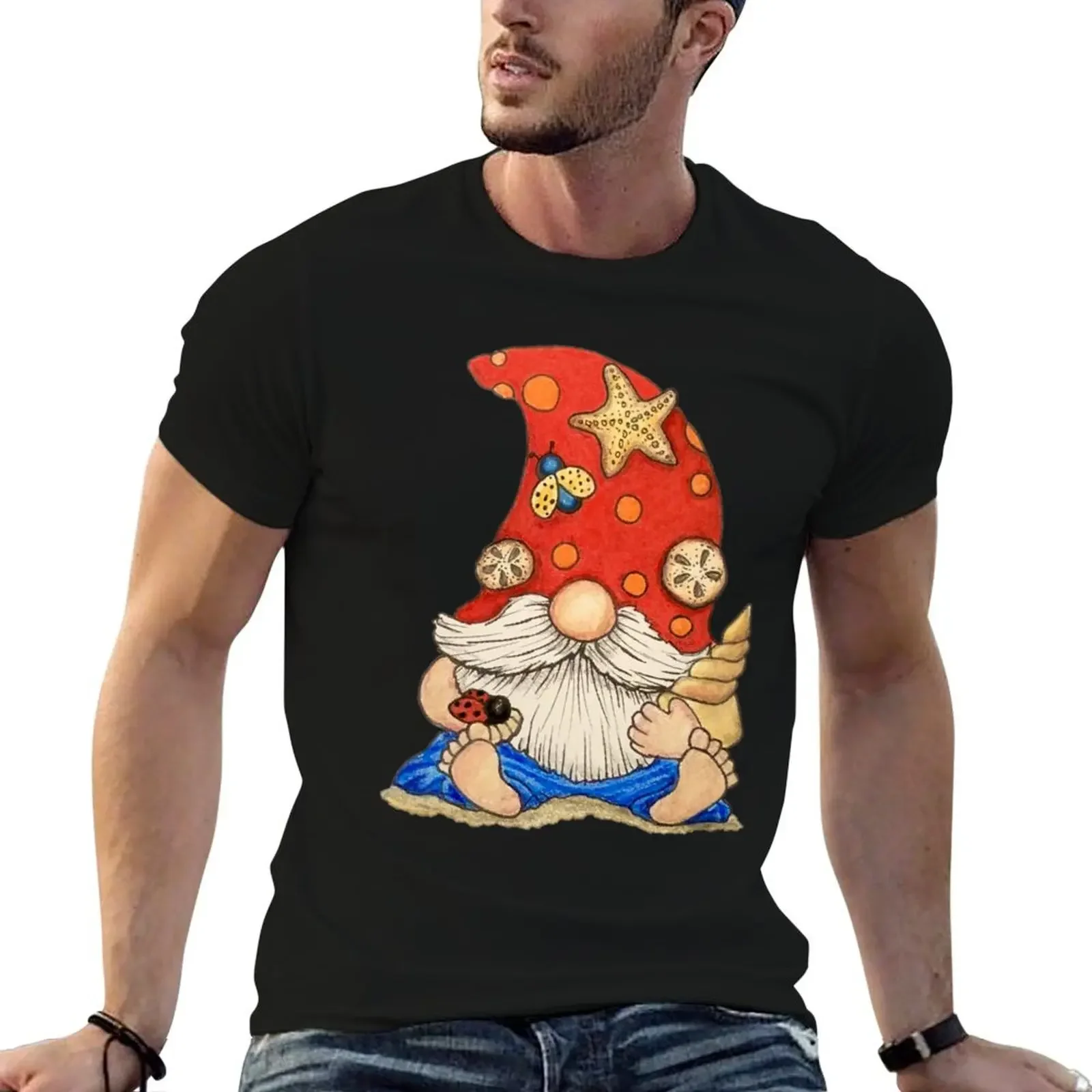 Enzo the Beach Gnome T-Shirt plus size tops plain Blouse shirts men graphic