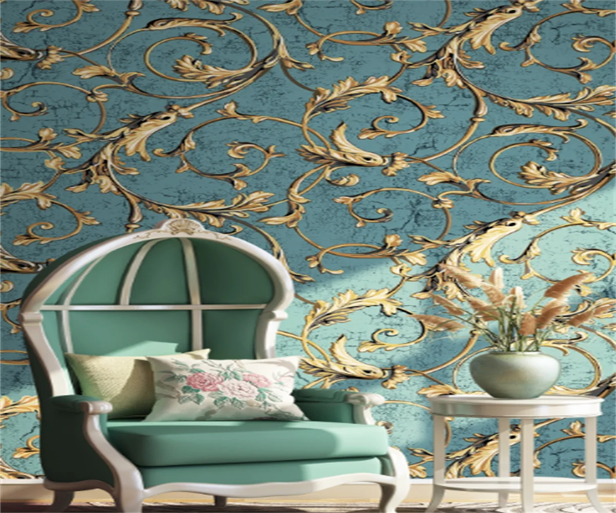 Customized 3D any size wallpaper mural European style curly grass pattern baroque wallpaper background wall wall covering papel