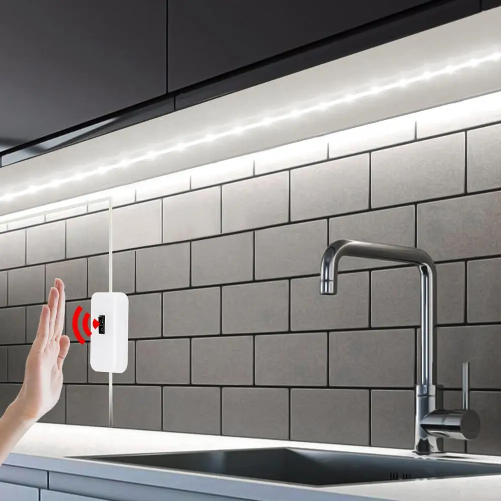 Tira de luces LED con Sensor de movimiento para el hogar, iluminación inteligente con USB de 5V, 1m-5m, para dormitorio, armario y cocina