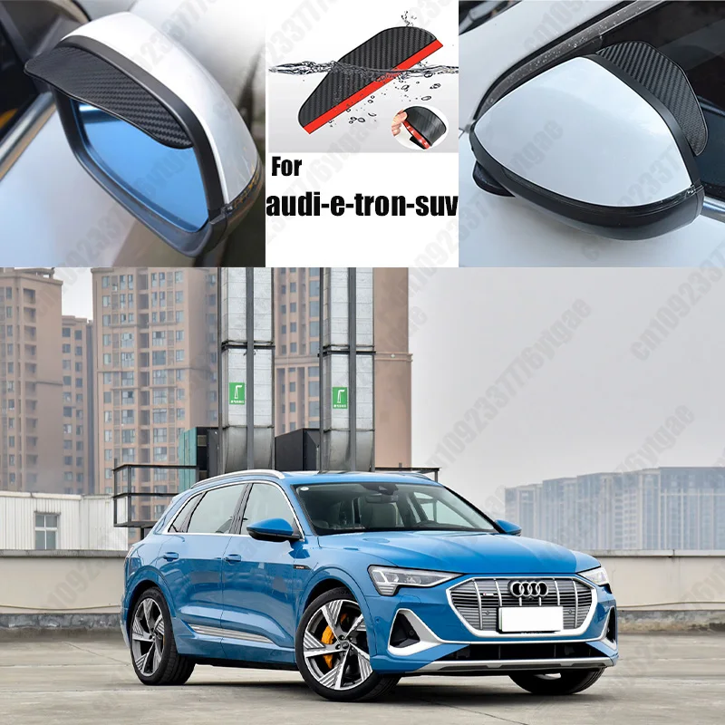 For audi-e-tron-suv 2PCS Car Rearview Mirror Rain Eyebrow Visor Carbon Fiber Car Rearview Side Snow Sun Visor Rain Cover