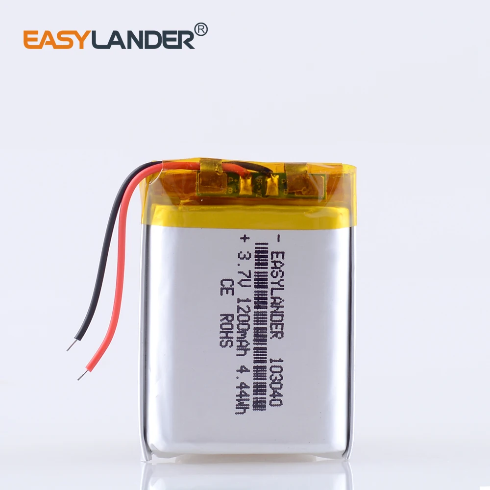 3.7V 1200mAh Lithium Polymer LiPo Rechargeable Battery 103040 For MP3 MP4 GPS PSP mobile video game PAD E-book Tablet