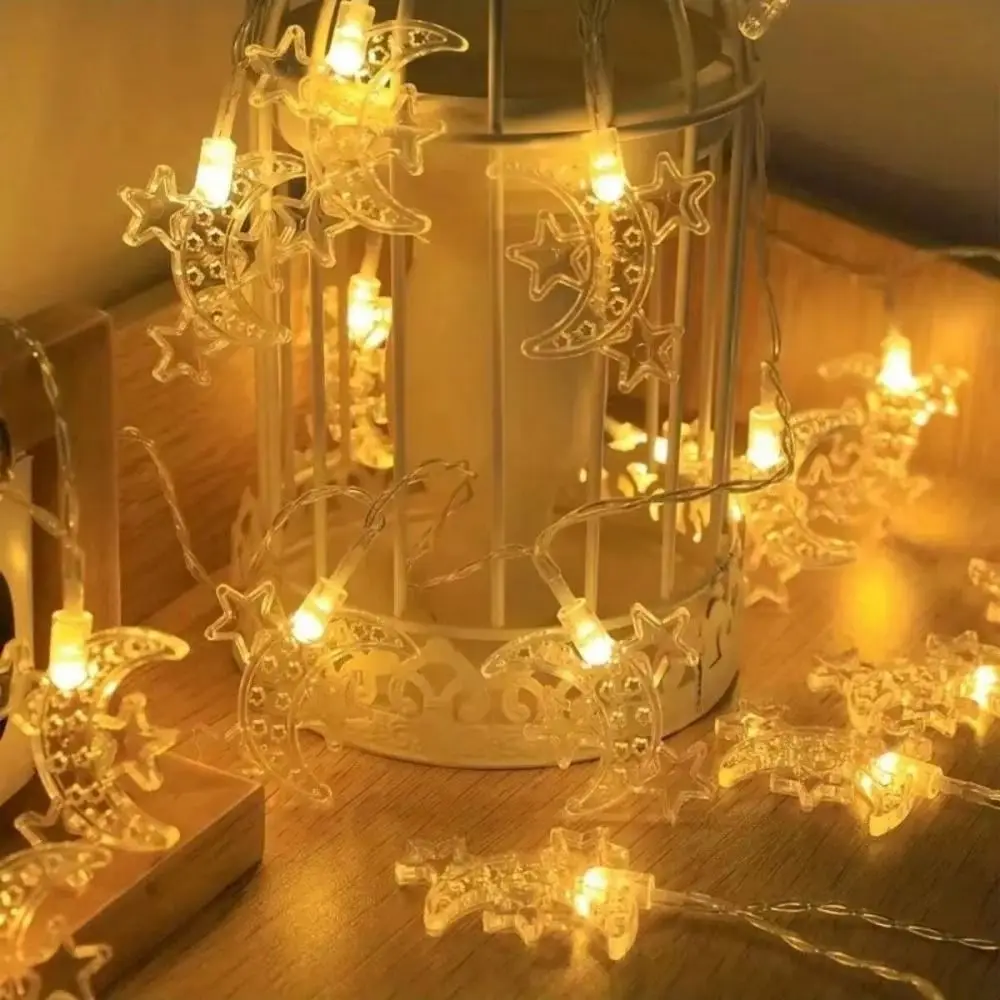 

1.5 M EID Mubarak String Lights Battery Operated 10 LED Islamic Muslim Light String Decorative Moon Star Castle Lantern