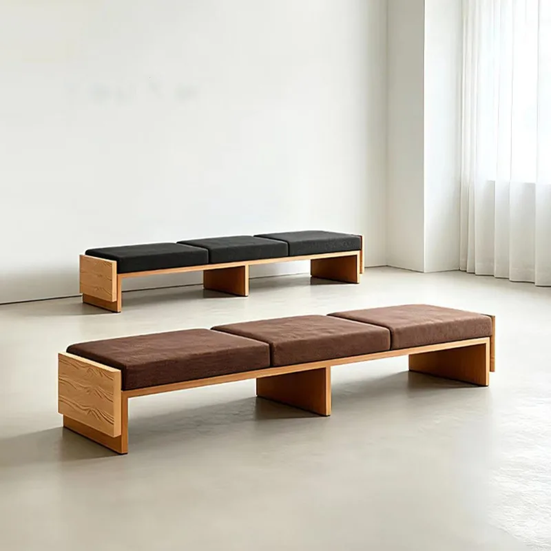 Wabi Sansan designer living room solid wood sofa stool, cloakroom foyer shoe changing stool, bedroom bed long stool
