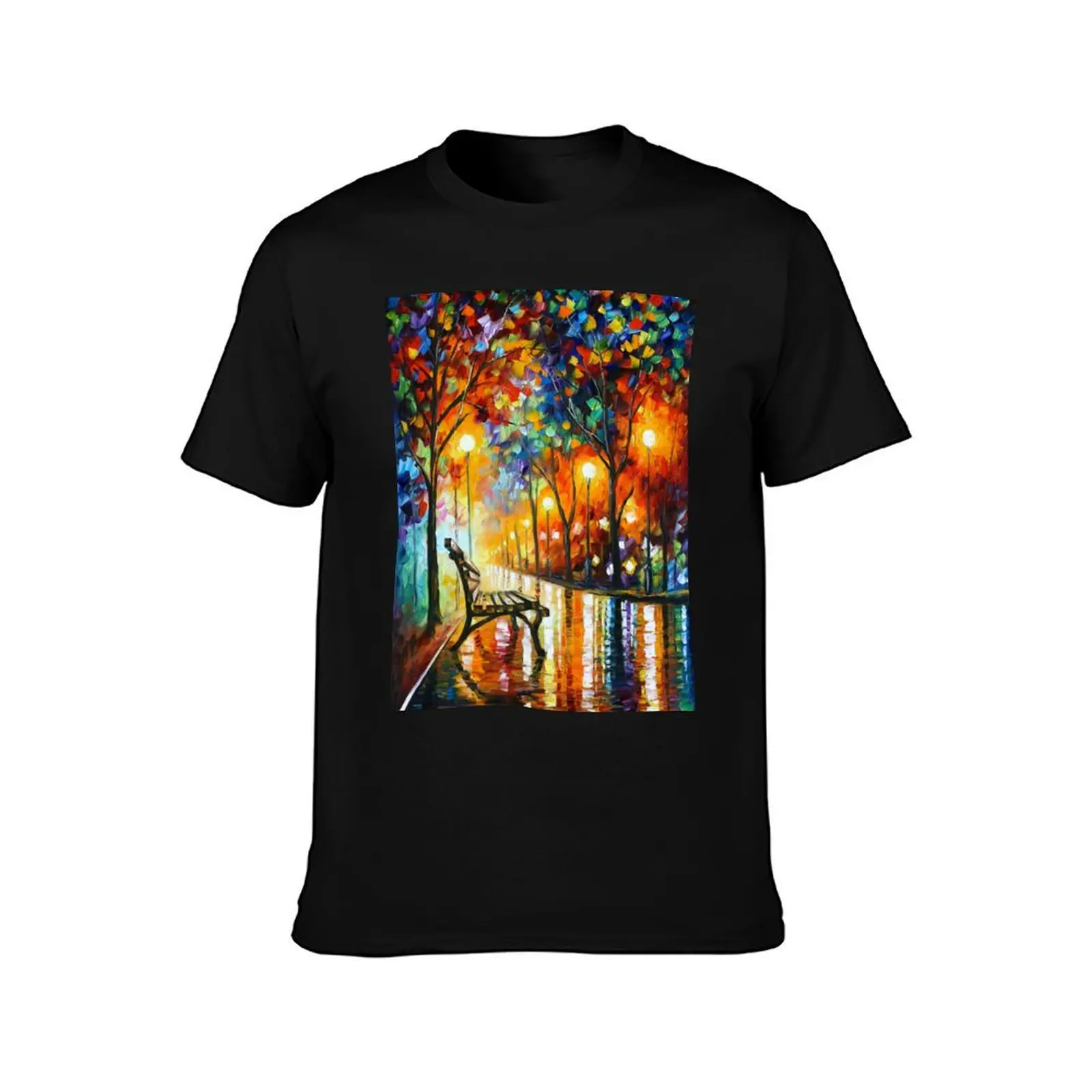 THE LONELINESS OF AUTUMN - Leonid Afremov T-Shirt Light Athletic Short Sleeve Tee Shirt T-Shirt