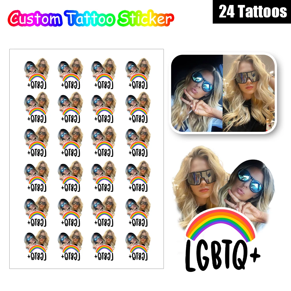 

24 Designs LGBTQ Customized Rainbow Bridge Stars Personalized Waterproof Temporary Tattoo Sticker, DIY Playful Fake Tatoo
