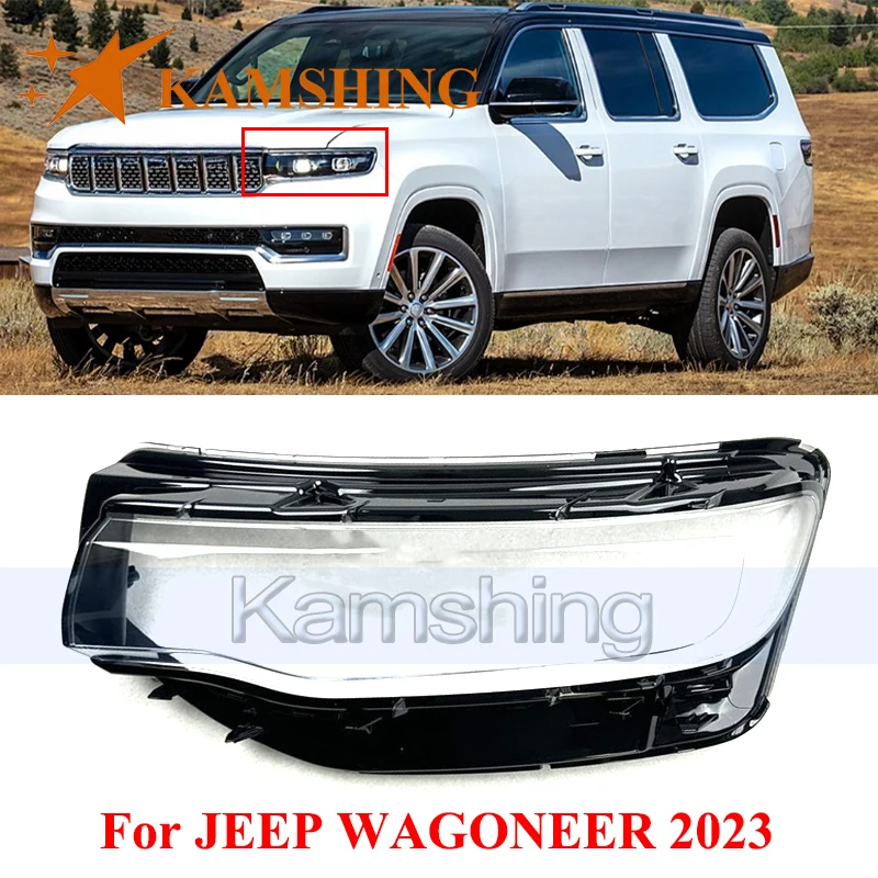 CAPQX Front Headlight Cover For JEEP WAGONEER 2023 Lights Shell Lampshade Head Light Glass Mask Headlamp Lens