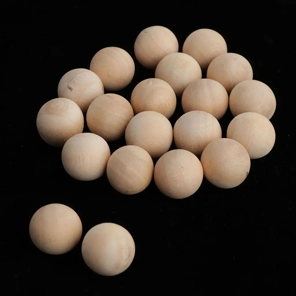 50x hardwood balls solid natural beech wood balls beads handicrafts 15mm