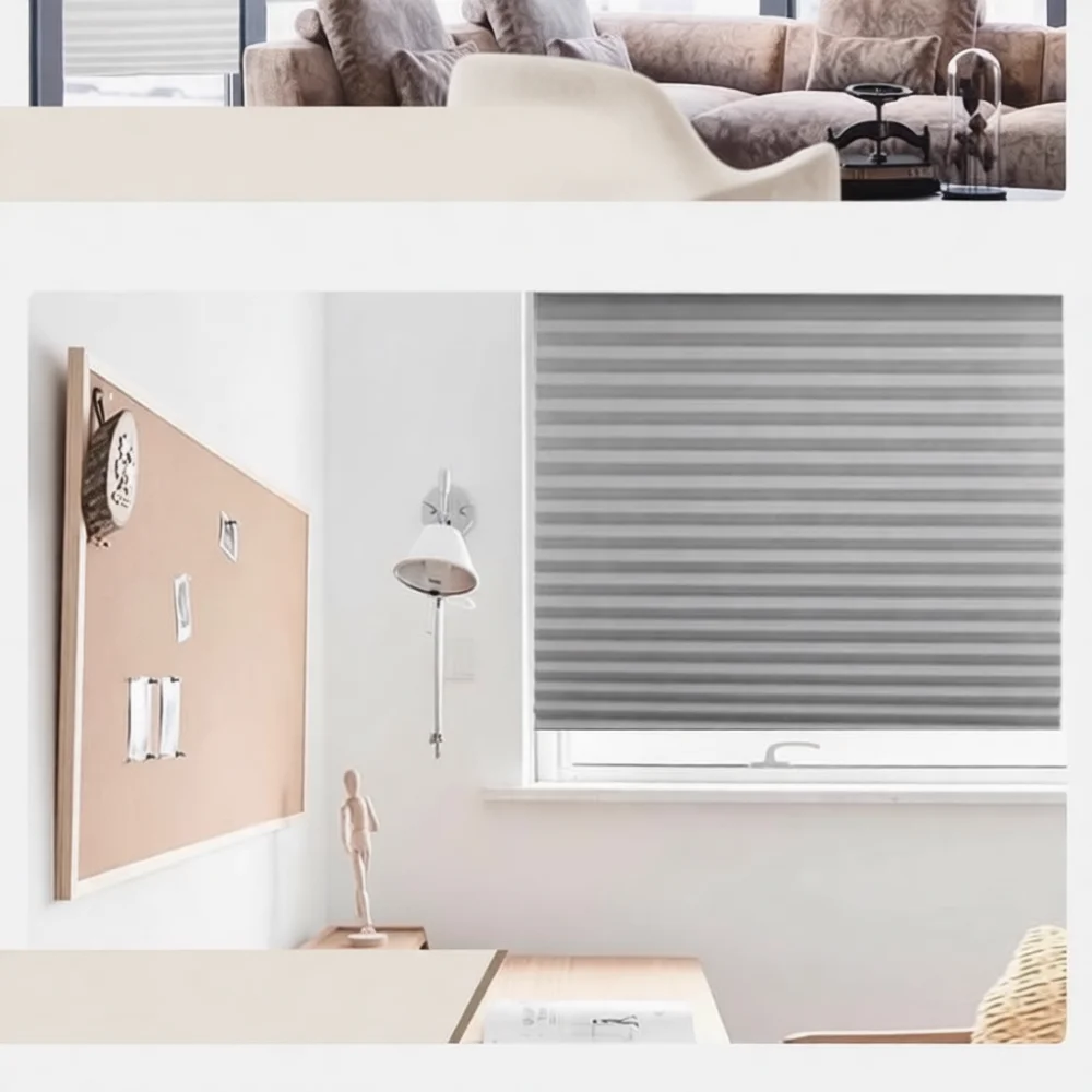 Minimalist Pleated Blinds Self Stick Window Curtains Blackout Shade For Bedroom Rental Home Light Reducing Window Screen